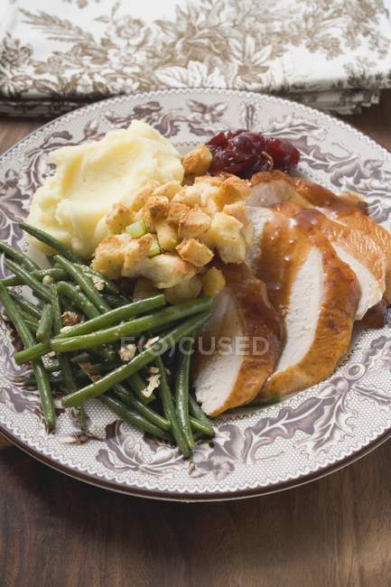 Turkey breast and mashed potatoes — Stock Photo