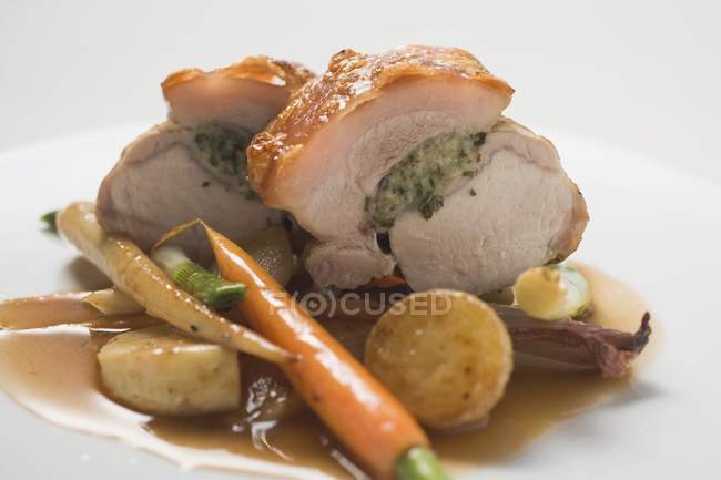 Roasted pork with crackling — Stock Photo