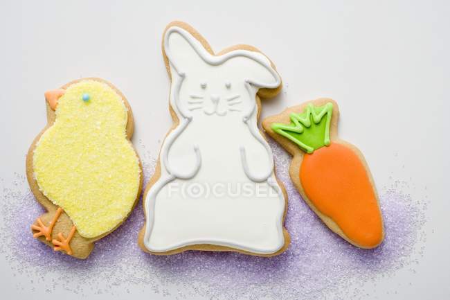 Tres galletas de Pascua diferentes - foto de stock