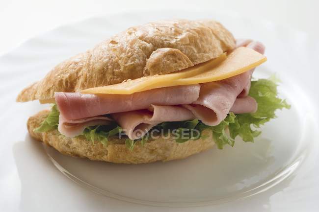 Croissant filled with ham and cheese — Stock Photo