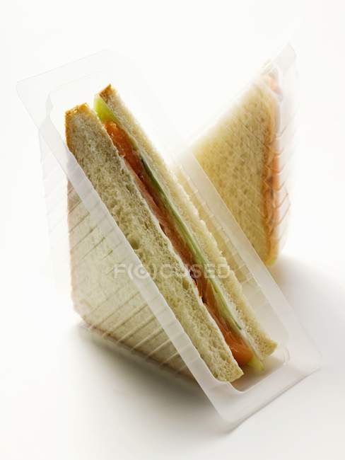 Sandwich de salmón ahumado - foto de stock