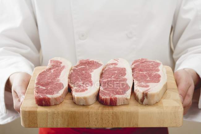 Steaks de surlonge à bord — Photo de stock