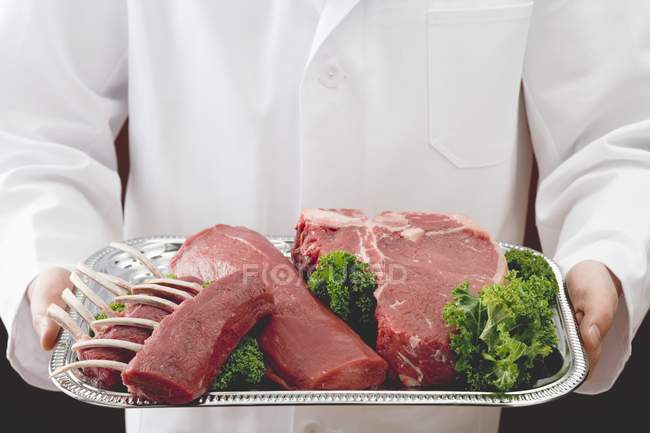 Racks of lamb on tray — Stock Photo