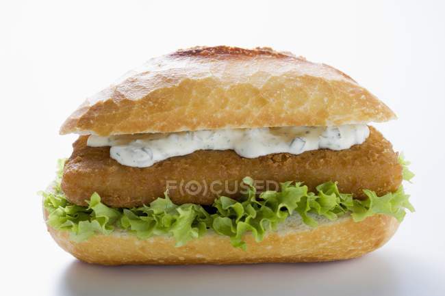 Hamburger di pesce con lattuga e remoulade — Foto stock