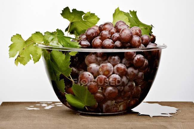 Виноград в стеклянной чаше — стоковое фото