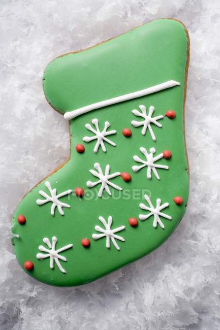 Biscotto di Natale a forma di stivale verde — Foto stock