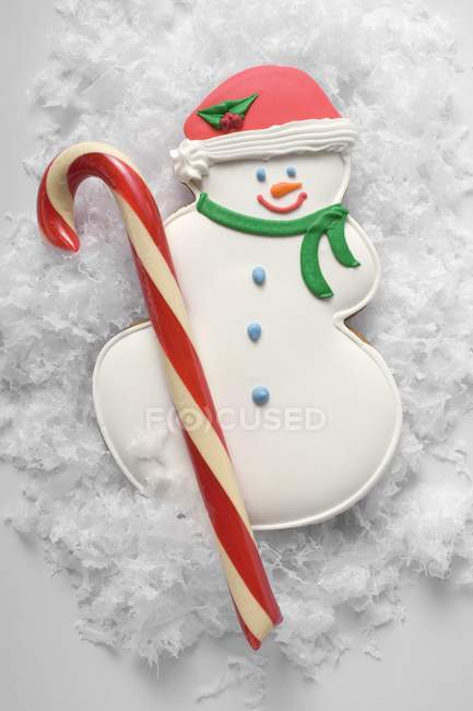 Christmas biscuit snowman — Stock Photo