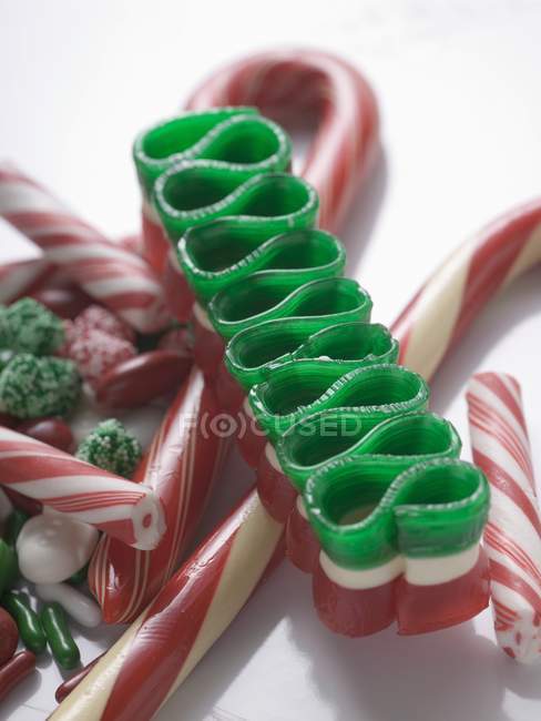 Candy canes on white background — Stock Photo