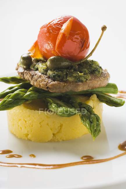 Veal escalope with herb — Stock Photo
