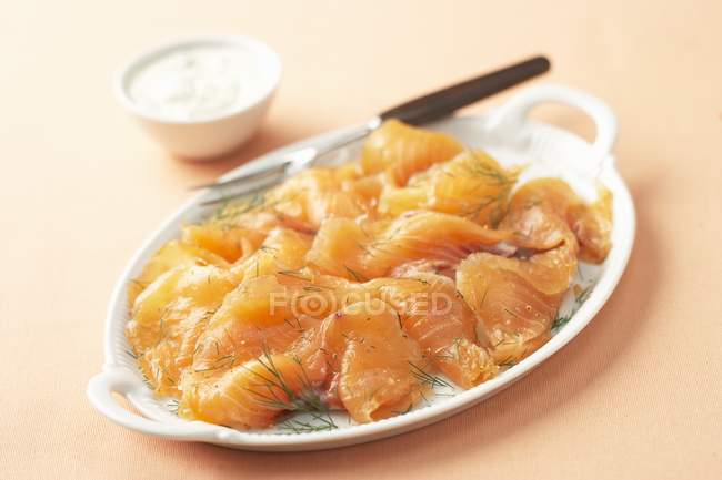 Saumon mariné à l'aneth — Photo de stock