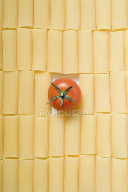 Rigatoni pasta with cherry tomato — Stock Photo