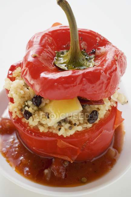 Paprika pepper stuffed with couscous — Stock Photo