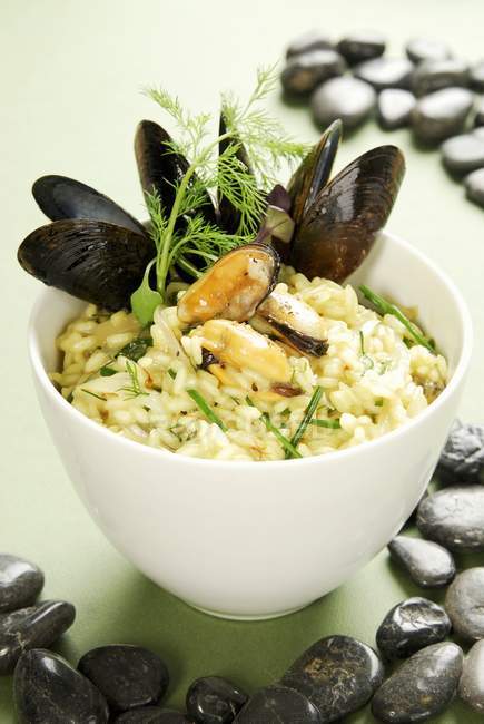 Mussel risotto rice — Stock Photo
