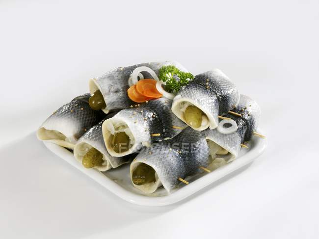 Rollmops in mucchio sul piatto — Foto stock