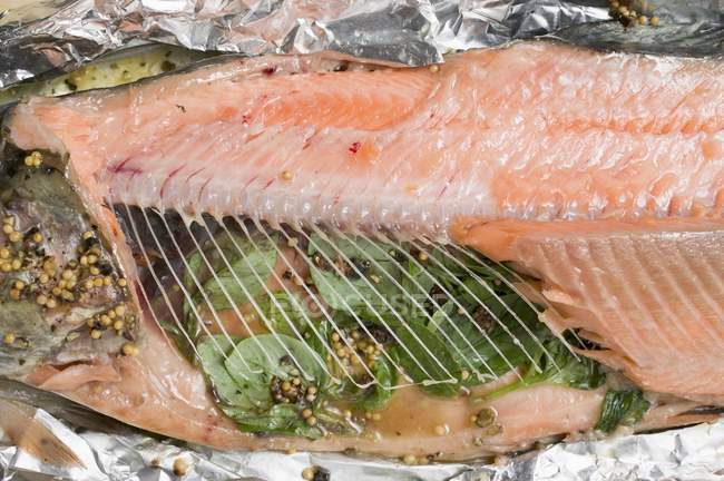 Baked salmon trout — Stock Photo