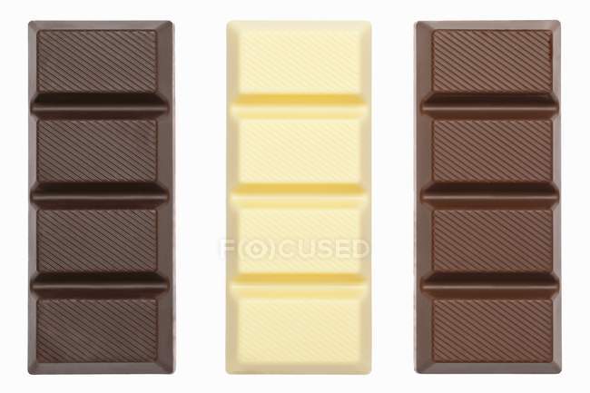 Dark with white and milk chocolate — Stock Photo