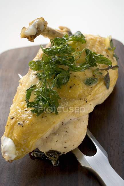 Chicken breast with deep-fried parsley — Stock Photo