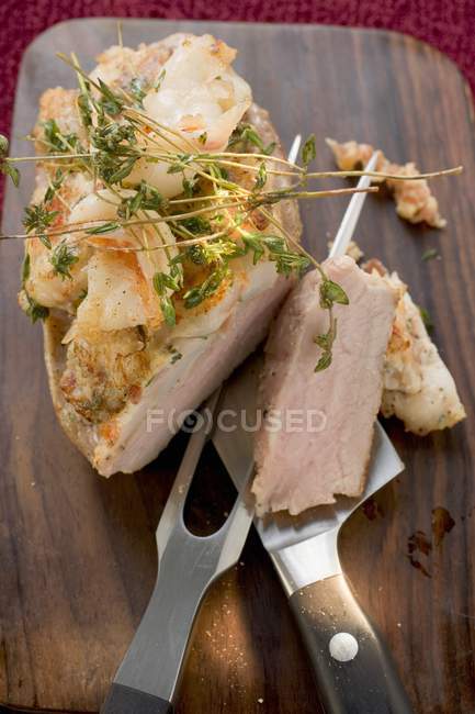 Loin of veal with prawn — Stock Photo