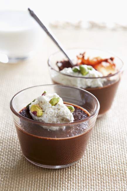 Baked chocolate puddings — Stock Photo