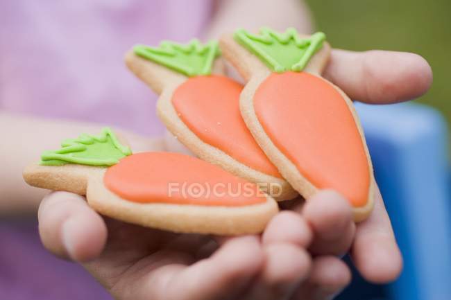 Hands holding Easter biscuits — Stock Photo