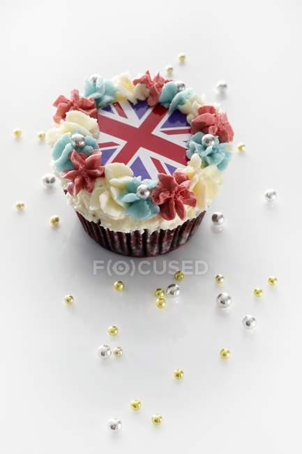 Cupcake com Union Jack — Fotografia de Stock