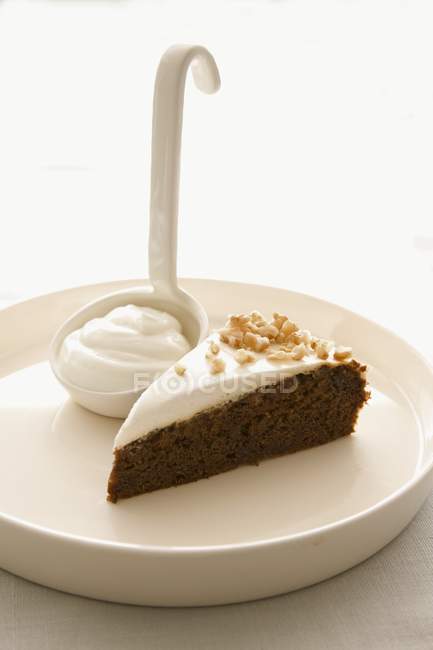 Slice of chocolate and almond cake — Stock Photo