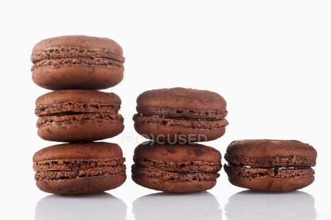 Stacks of Chocolate macaroons — Stock Photo