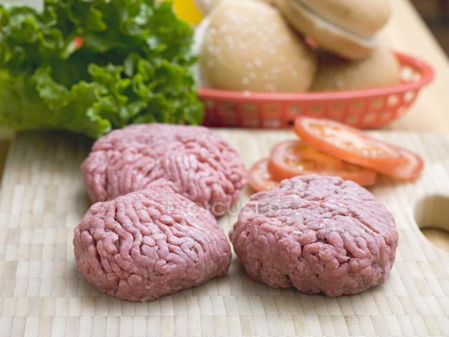 Ingredients for making hamburgers — Stock Photo