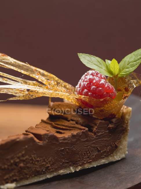 Pedazo cuadrado de tarta de chocolate - foto de stock