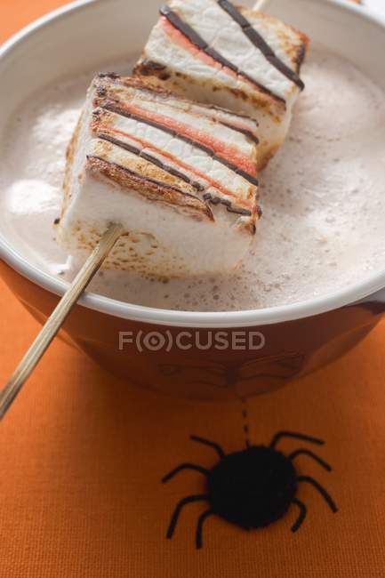 Cacao avec guimauves sur bâton — Photo de stock