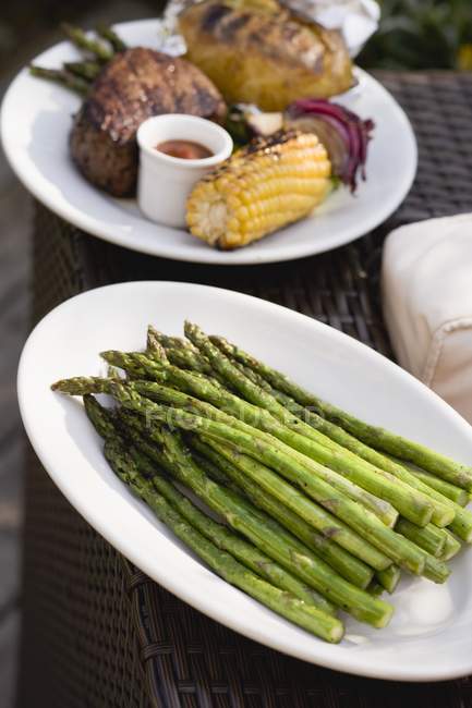 Green asparagus on table — Stock Photo