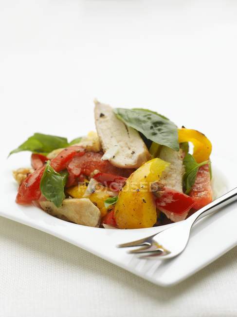Roasted chicken breast with peppers — Stock Photo