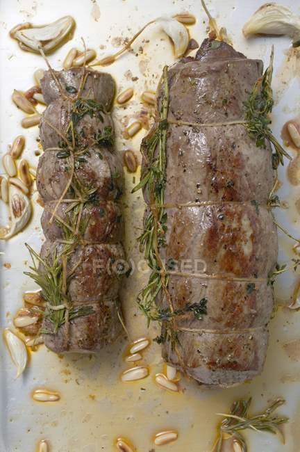 Roasted Beef roulades with herbs — Stock Photo