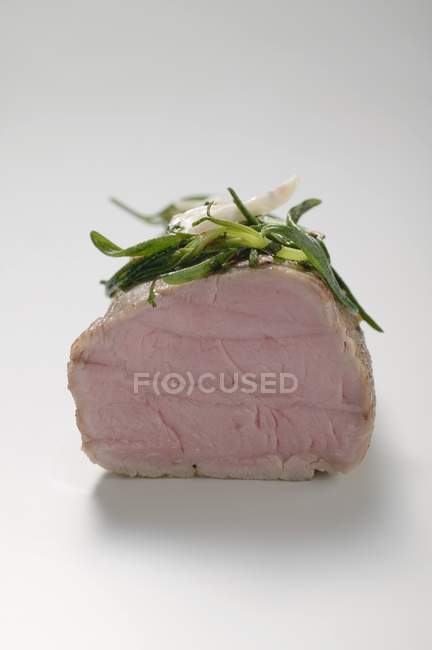 Baked Pork fillet with herbs — Stock Photo