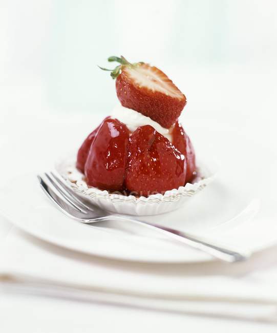 Crème vanille aux fraises — Photo de stock