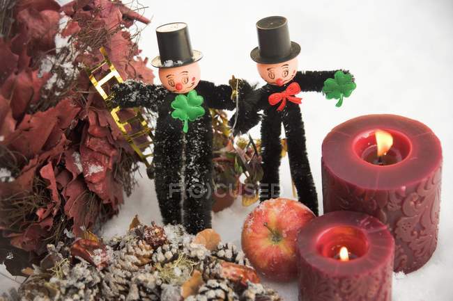 Christmas decorations and chimney sweeps — Stock Photo