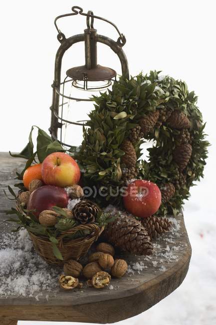 Rustic Christmas decorations — Stock Photo