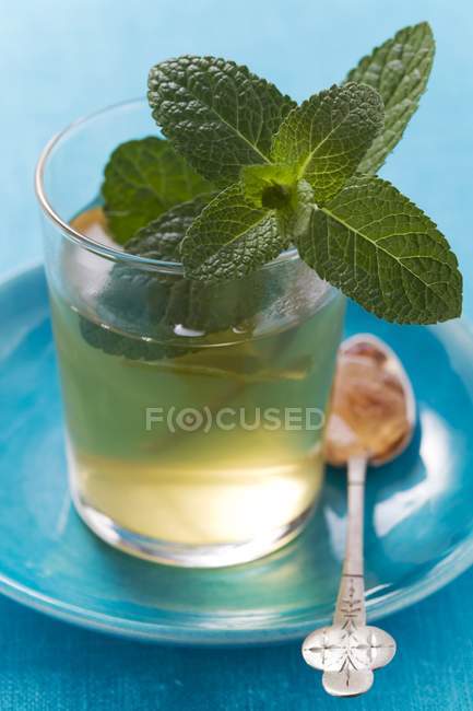 Vetro di tè alla menta piperita — Foto stock