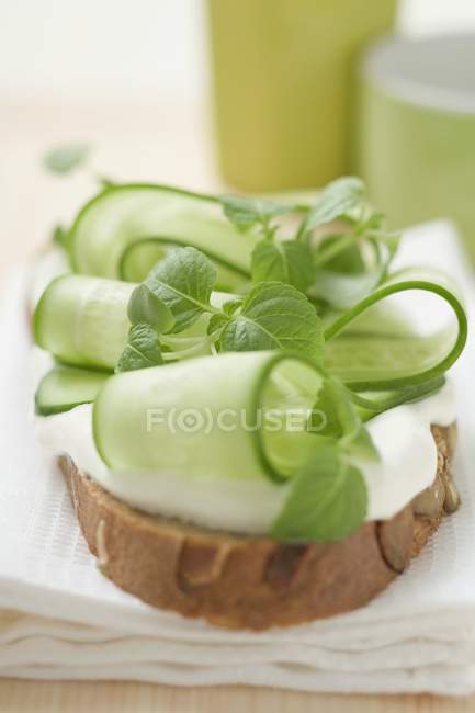 Cucumber slices and herbs — Stock Photo