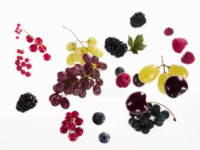 Berries, cherries and grapes — Stock Photo