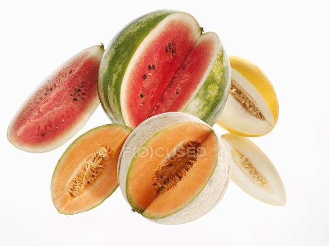 Frische Wassermelone mit Melonen — Stockfoto