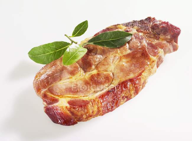 Fried smoked salted pork — Stock Photo