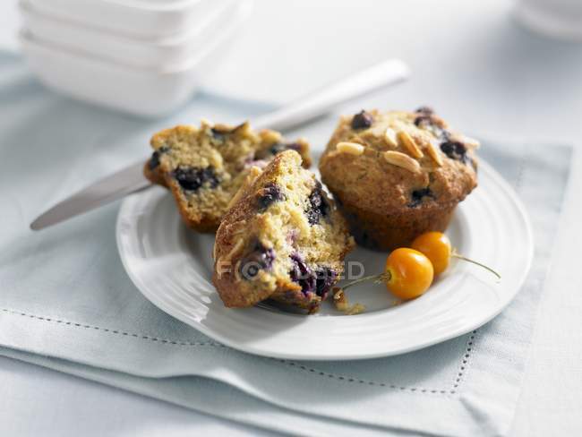 Two blueberry muffins — Stock Photo