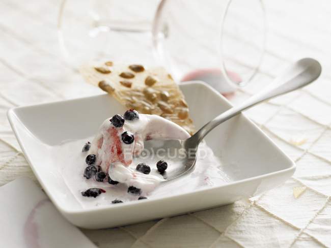 Sobremesa de sorvete com chokeberries — Fotografia de Stock