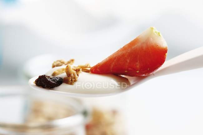 Joghurt mit Müsli und Erdbeere — Stockfoto