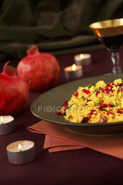 Dish of Pomegranate Couscous — Stock Photo