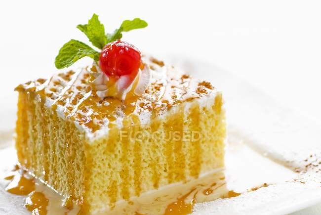 Piece of Tres Leches Cake — Stock Photo