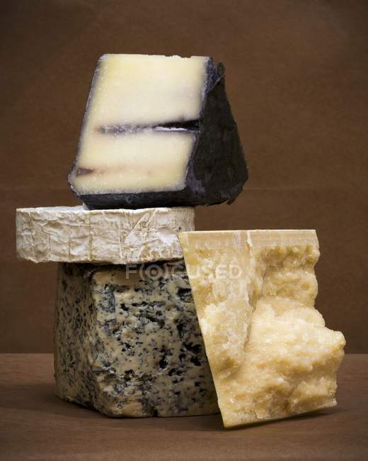 Четыре сортированных сыра — стоковое фото