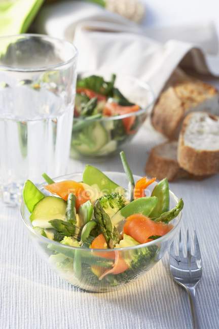 Vegetable salad with salmon — Stock Photo