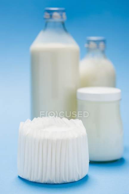 Yaourt naturel et lait — Photo de stock